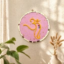 Handcrafted 8-Inch Om Ganesha Wall Hanging | Pink & Gold Spiritual Home Decor | Handmade Decorative Plaque for Living Room & पूजा Space