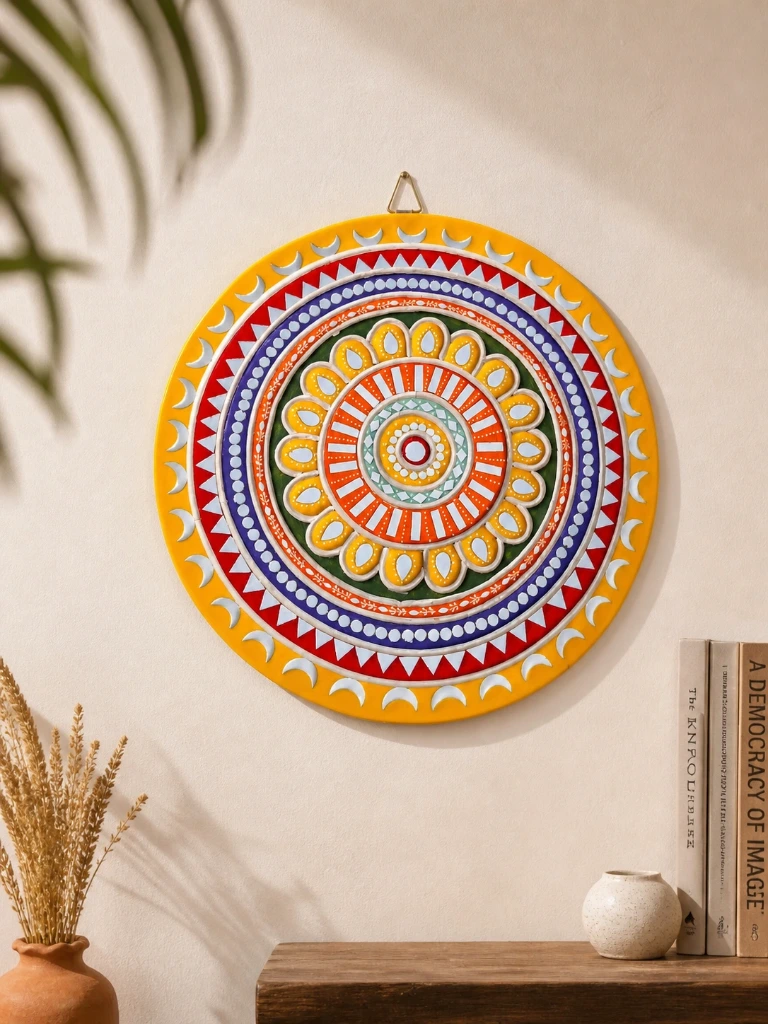 Handmade Mandala Wall Art – 14 Inch Decorative Hanging
