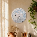 Handmade Tree of Life Wall Art 14 Inch – Round Textured Wall Hanging Décor – Minimalist Boho Home Decoration – Neutral Aesthetic Living Room, Bedroom, Office Wall Accent