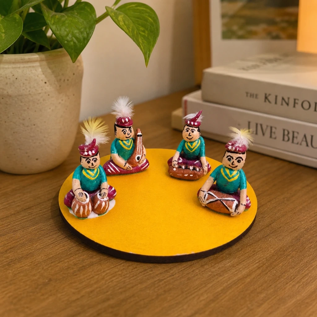 Mini Classical Musician Set | 4-Piece Folk Art Sculpture on 3.5” MDF Base | Desk Decor Showpiece