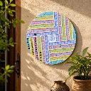 Pastel Geometry Mandala Wall Art – 10 Inch Handcrafted MDF Wall Hanging with Textured Detailing & Back Hook
