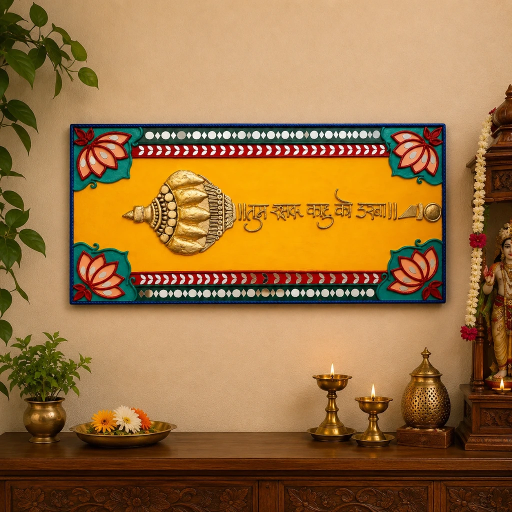 "Divya Gada” Handcrafted Hanuman Gada Wall Artwork – 36 x 12 Inch Premium MDF Spiritual Hanging Decor