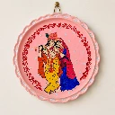 Radha Krishna Handmade Mud Plate Painting – 11 Inch Decorative Hand-Painted Hanging Plate for Home Decor & Gifting