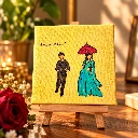 “Excuse Me?” Mini Acrylic Canvas Art with Stand – 4 x 4 Inches