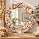 Sea Shell Mirror Wall Art – 14 Inch Handcrafted Coastal Decor